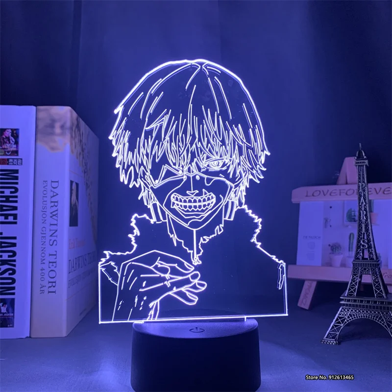 

Токийский Гуль Kanki, дизайн, 3D светильник, украшение для спальни, акриловая Светодиодная лампа для детей, подарок на день рождения