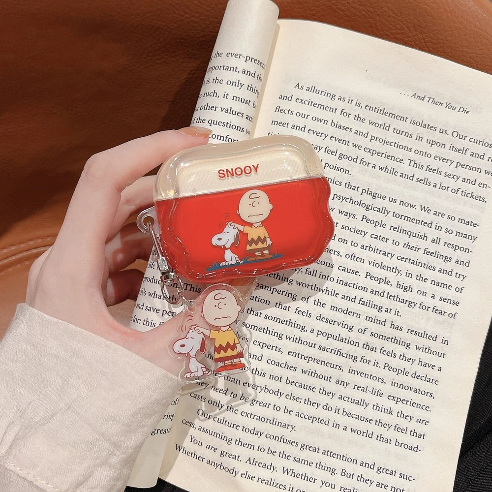 Фото Милый мультяшный чехол для наушников Снупи и Чарли Браун для Airpods 4 Pro 2 1 2 3, защитный чехол-подвеска для беспроводной Bluetooth-гарнитуры №5