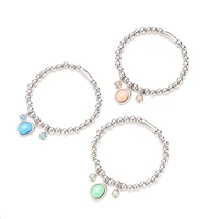 fashion 6mm stainless steel crystal zircon rainbow color beads chain letter number round bracelet uno 50 jewelry for women men
