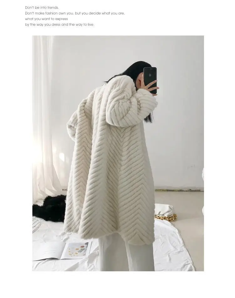 Новая импортная модная шуба из норки Haining с узором елочка женская имитацией