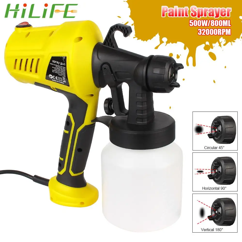 

HILIFE 500W Electric Spray Gun Easy Spraying Spray Gun Household Paint Sprayer Flow Control Airbrush EU Plug