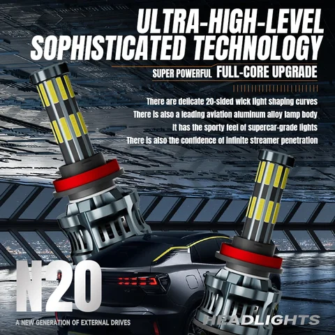 ПЭНДУК 1200000 LM 300W Canbus 360 H7 Led 20 боковых светодиодных автомобильных фар H11 H4 H1 HB3 9005 HB4 9006 Автоматические противотуманные фары Мини-лампа