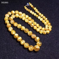 natural gold rutilated quartz clear round beads pendant necklace 4 9mm gemstone women men yellow rutilated wealthy stone aaaaaa