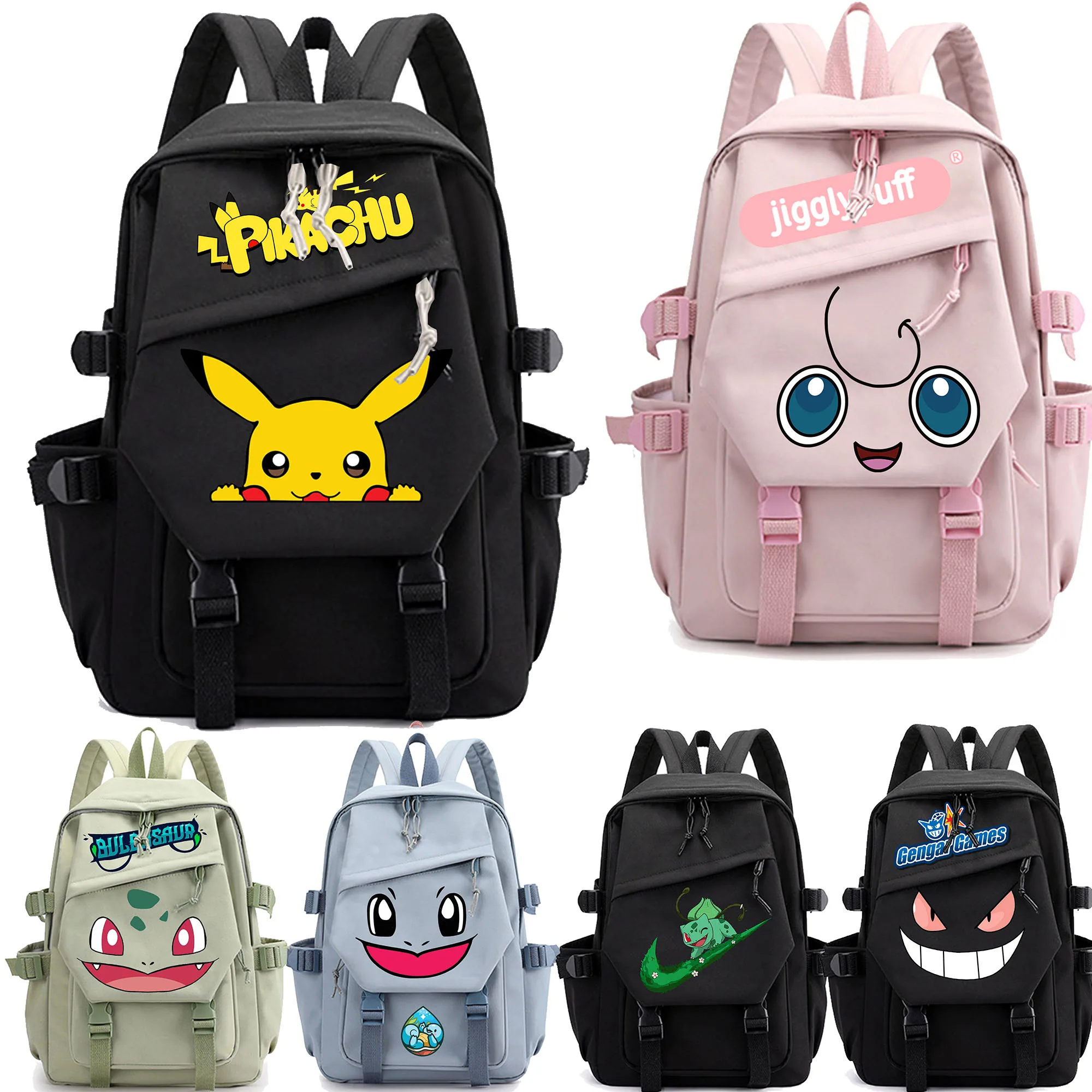 

Pokemon Women Backpack Waterproof Pikachu Gengar Schoolbag Backpack for Student Female Girls Laptop Snorlax Book Pack Mochilas
