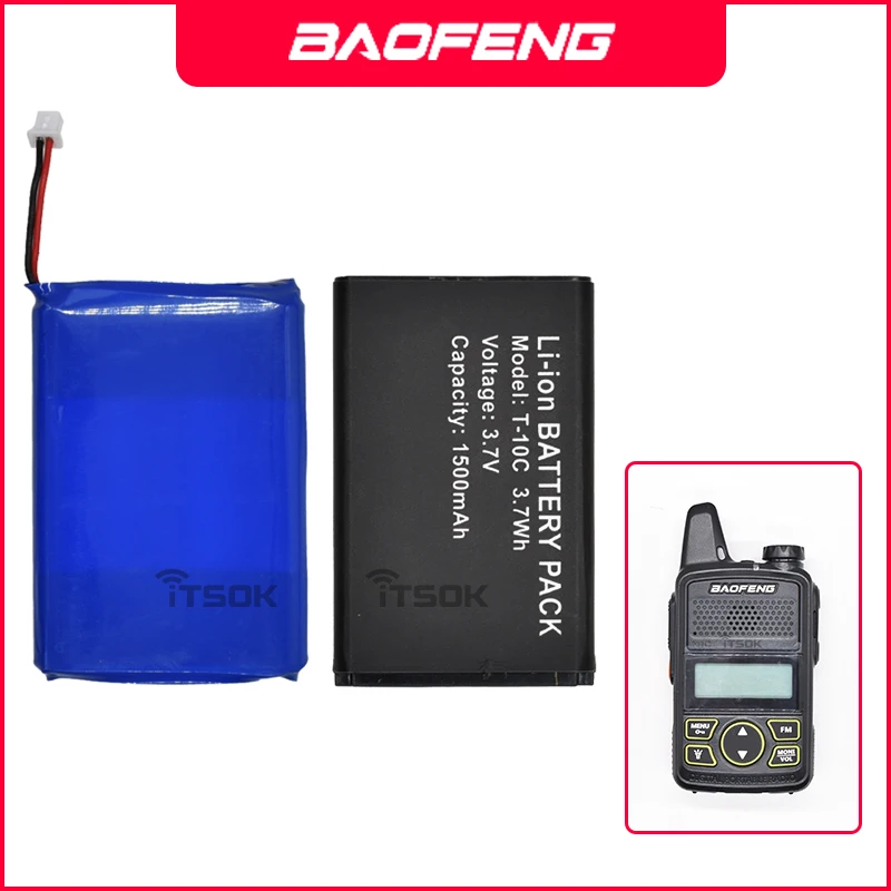 New Original Baofeng BF-T1 battery T-10C Walkie Talkie 3.7V 1500mAh Li-ion battery Mini T1 Two Way Radio Accessories Batteries