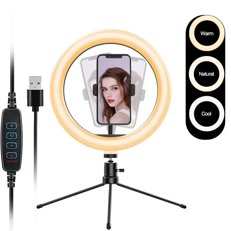 

26CM Mini Fill Photography Lighting Led Selfie Remote Control Ring Light Lamp Phone Ringlight Youtube Live Tripod Stand Photo