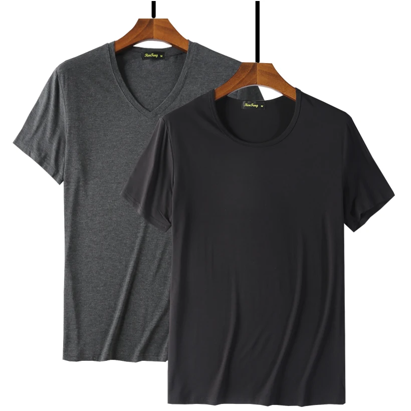 

2020 Cool T Shirt Men 95% Bamboo Fiber Hip Hop Basic Blank White T-shirt For Mens Fashion Tshirt Summer Top Tee Tops Plain Black