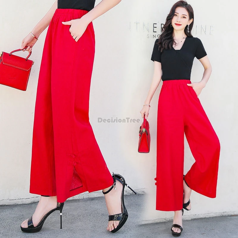 Новинка 2024 льняные Костюмные брюки в новом китайском этническом стиле