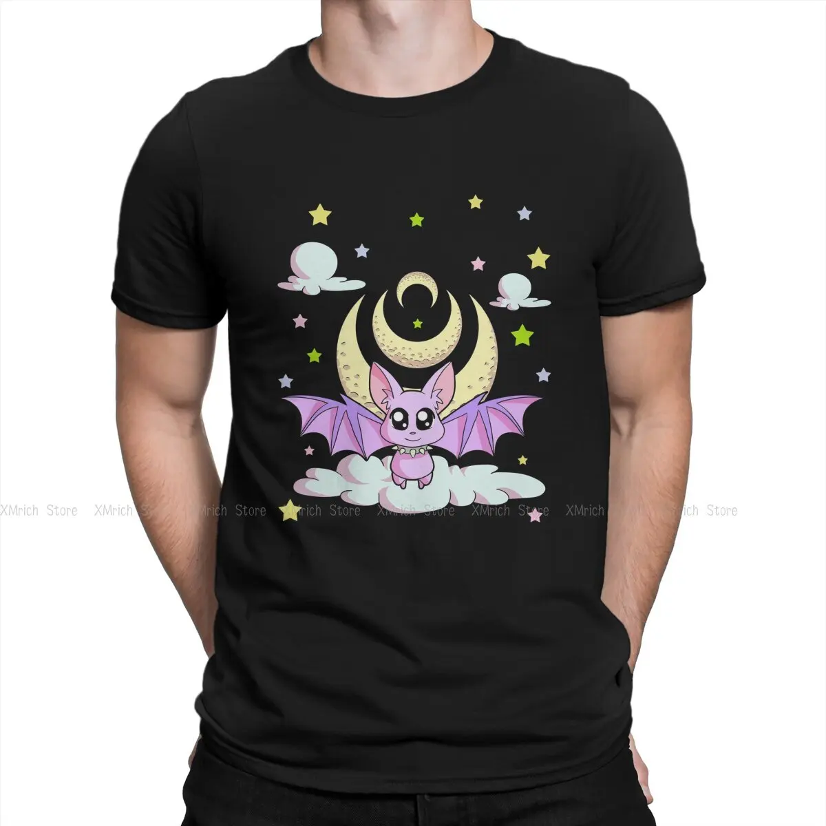 

Мужская футболка Goth Bear, голубая футболка с надписью «летучая мышь», уличная одежда в стиле Харадзюку,