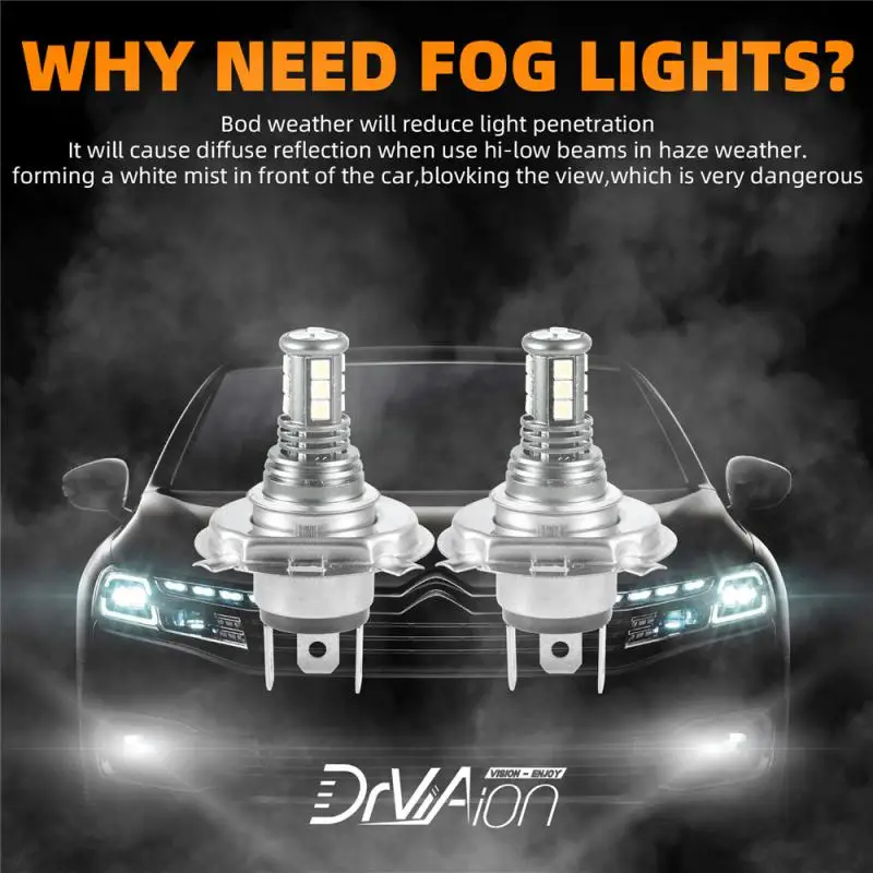 

Car Fog Anti-glare Plug & Play Led Fog Light 320 Degree Lighting H4 H7 H11 9006 100w 6500k 3030 Driving Lamp Car Accessories