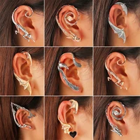 1 pc punk fairy elf ear cuffs for women clip on the ear vintage dragon shape stud earring goth personal cosplay piercing jewelry