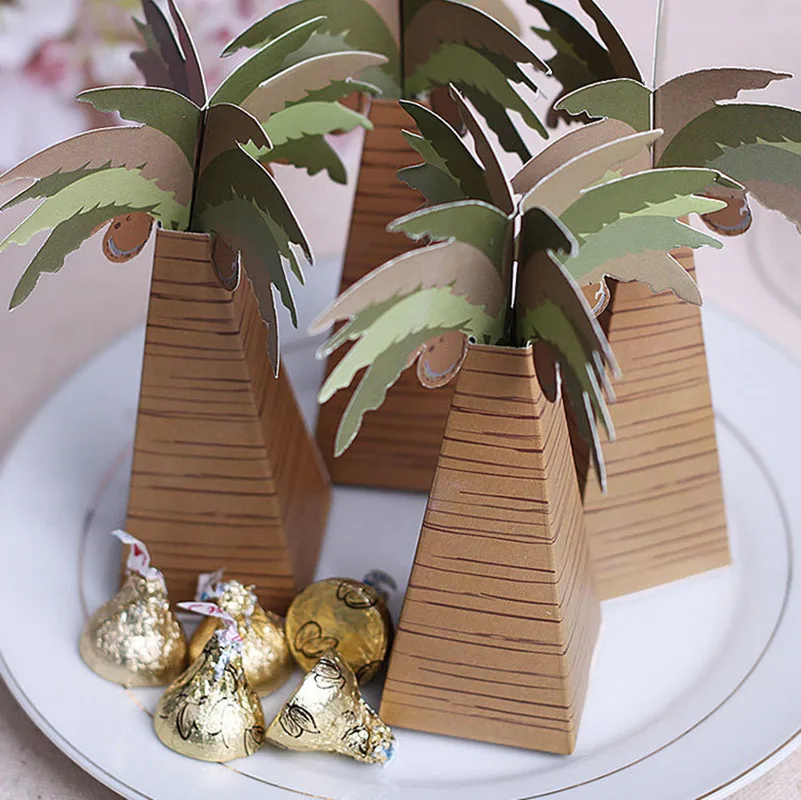 Paper Chocolate Sweet Treat Boxes Hawaiian Tropical Wedding Birthday Party Gift Packing