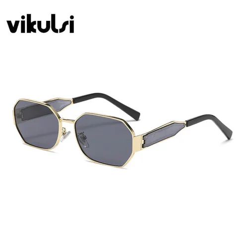 Очки солнцезащитные женские квадратные, модные брендовые дизайнерские винтажные солнечные очки с шестигранными линзами UV400, чёрные коричневые