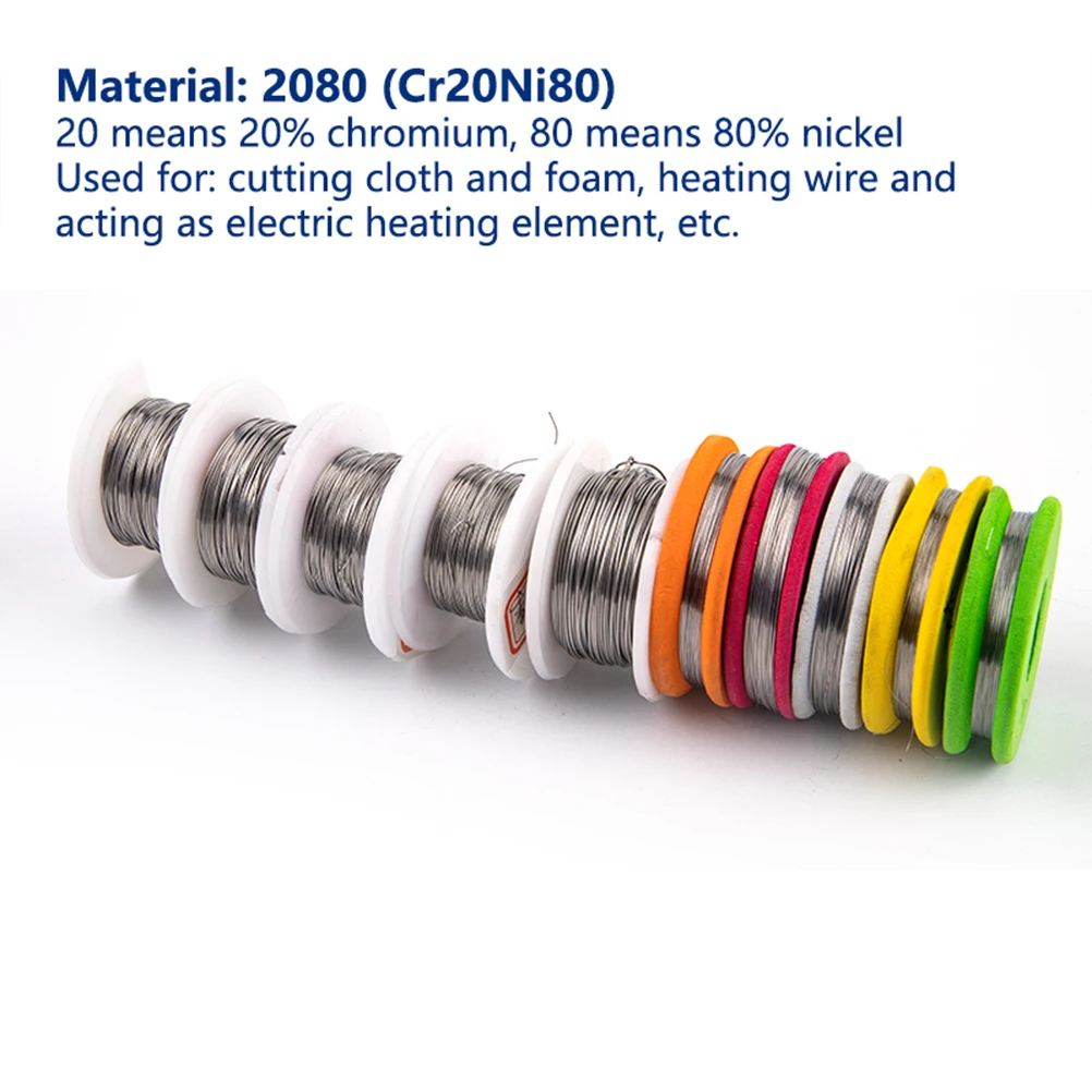 

20M Cr20Ni80 Heating Wires 0.1-0.5mm Diameter Nichrome Wire Cutting Foam Resistance Wires Alloy Heating Yarn Resistance Wire