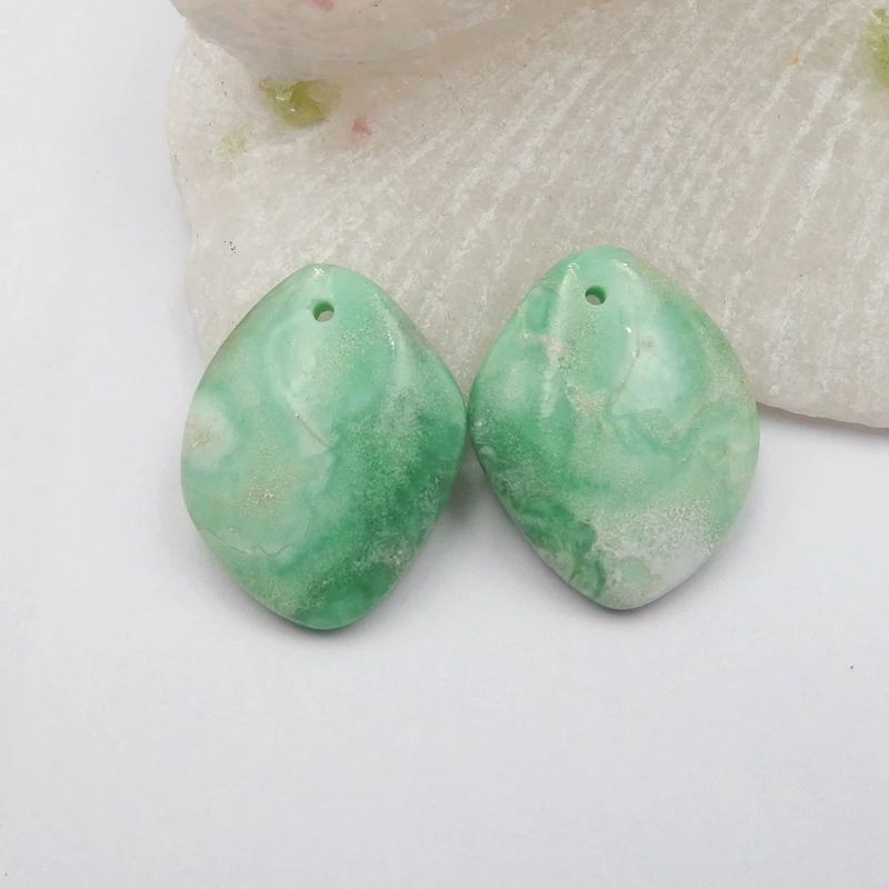 

Оптовая продажа, подарок на день рождения с драгоценным камнем, модные женские серьги из бирюзы зеленого цвета, 21x17x13 мм, г