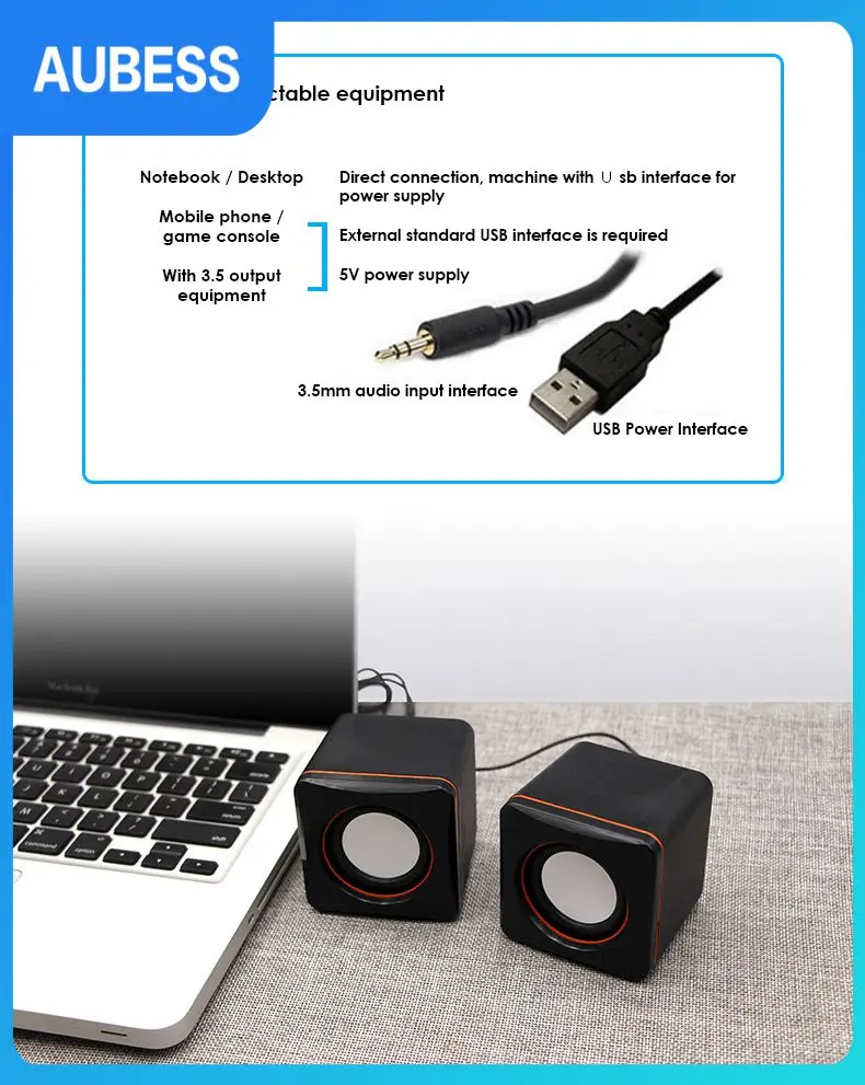 

Computer Audio 3.5mm Audio Jack Portable Pc Sound Box Plastic Usb Powered Multimedia Small Speaker For Desktop Computer