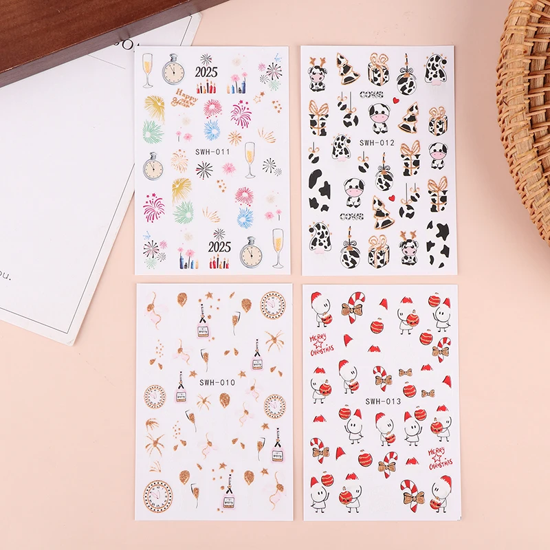 Радужные фейерверки наклейки для дизайна ногтей 3D зимний Новый год красочный