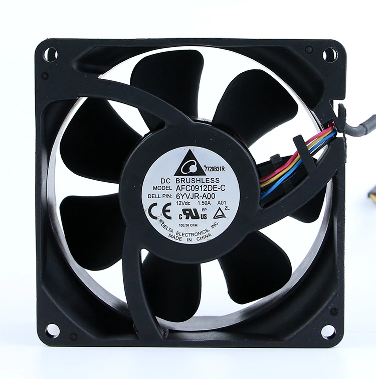 4-проводной охлаждающий вентилятор для сервера Delta Electronics AFC0912DE-C A01 DC 12 В 1,5a 90x90x38 мм