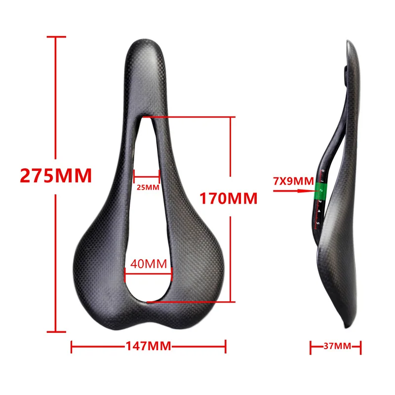 

Hot Full Carbon Mountain Bike Mtb Bicycle Saddle for Road Accessories 3k Finish Good qualit y Bicycle parts 275*147mm