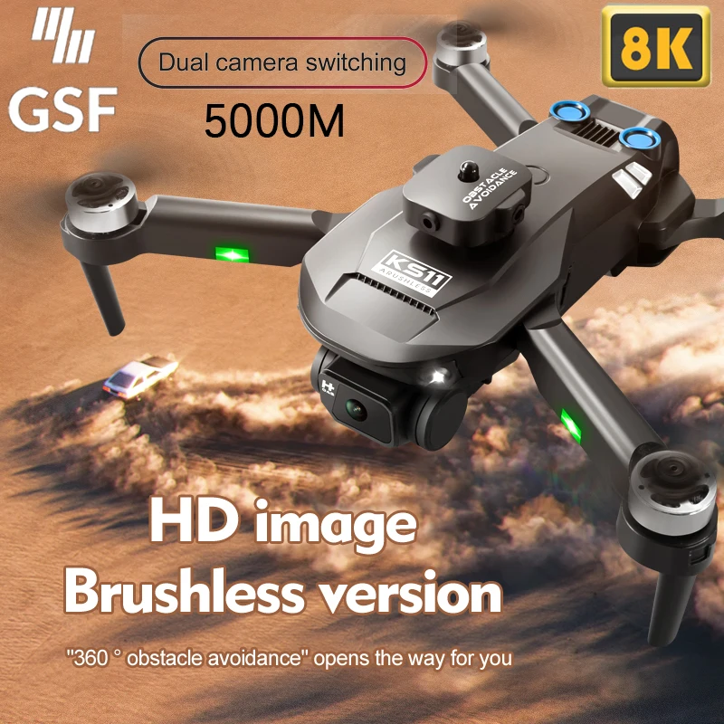 

GSF KS11 Drone 8K HD ESC Camera Brushless Motor Professional WIFI FPV Obstacle Avoidance Optical Flow RC Quadcopter Dron Toy