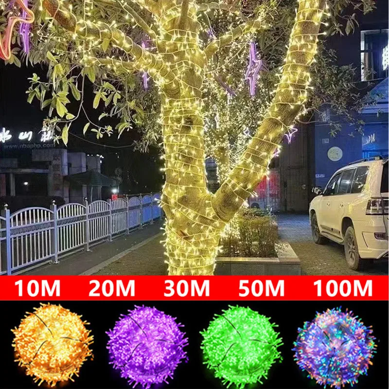 

Waterproof LED Garland String Lights 10m With Extension Christmas Tree Wedding Decoration Fairy Light Indoor Outdoor 220V Lamp