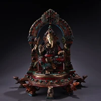 11 tibetan temple collection old bronze outline in gold mosaic gem elephant trunk god of wealth five mice base worship buddha