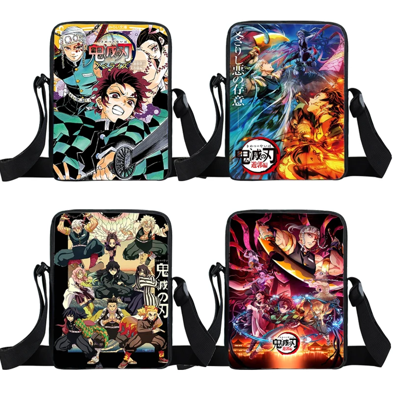 

Demon Slayer Shoulder Bags Anime Kamado Tanjirou Kids Children Crossbody Handbags Students Boys Girls Zipper Messenger Bags