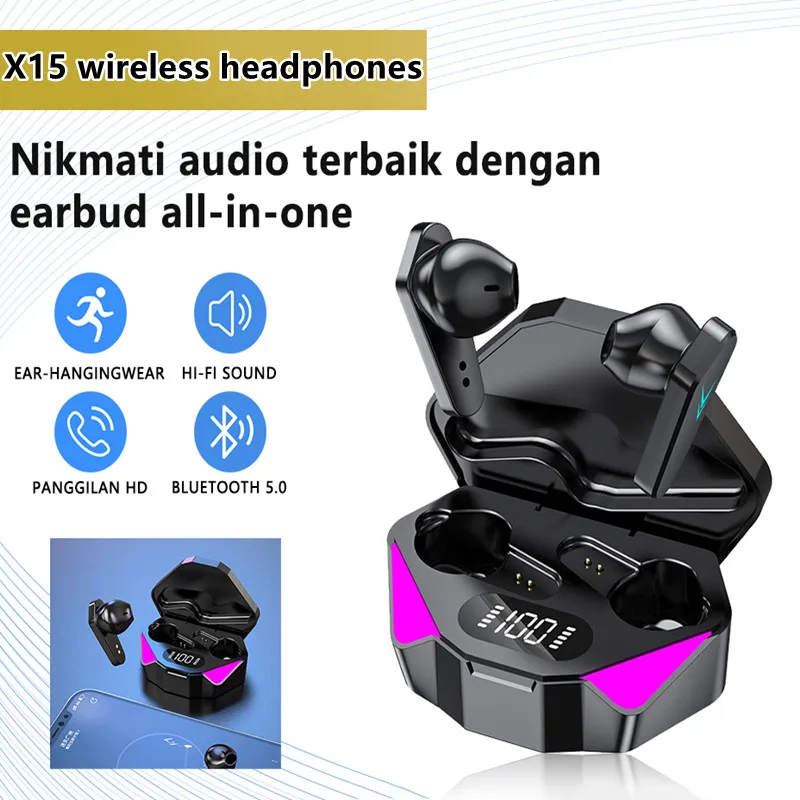 

X15 TWS Gaming Earbuds Wireless Bluetooth Earphone With Mic Bass Audio Sound Positioning 9D Stereo Music HiFi Headset For Gamer