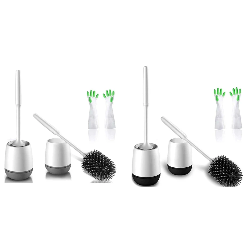 

Toilet Brush,2 Pack Silicone Toilet Brushes and Holder Sets,Deep Cleaning Toilet Bowl Brush Kit for Bathroom