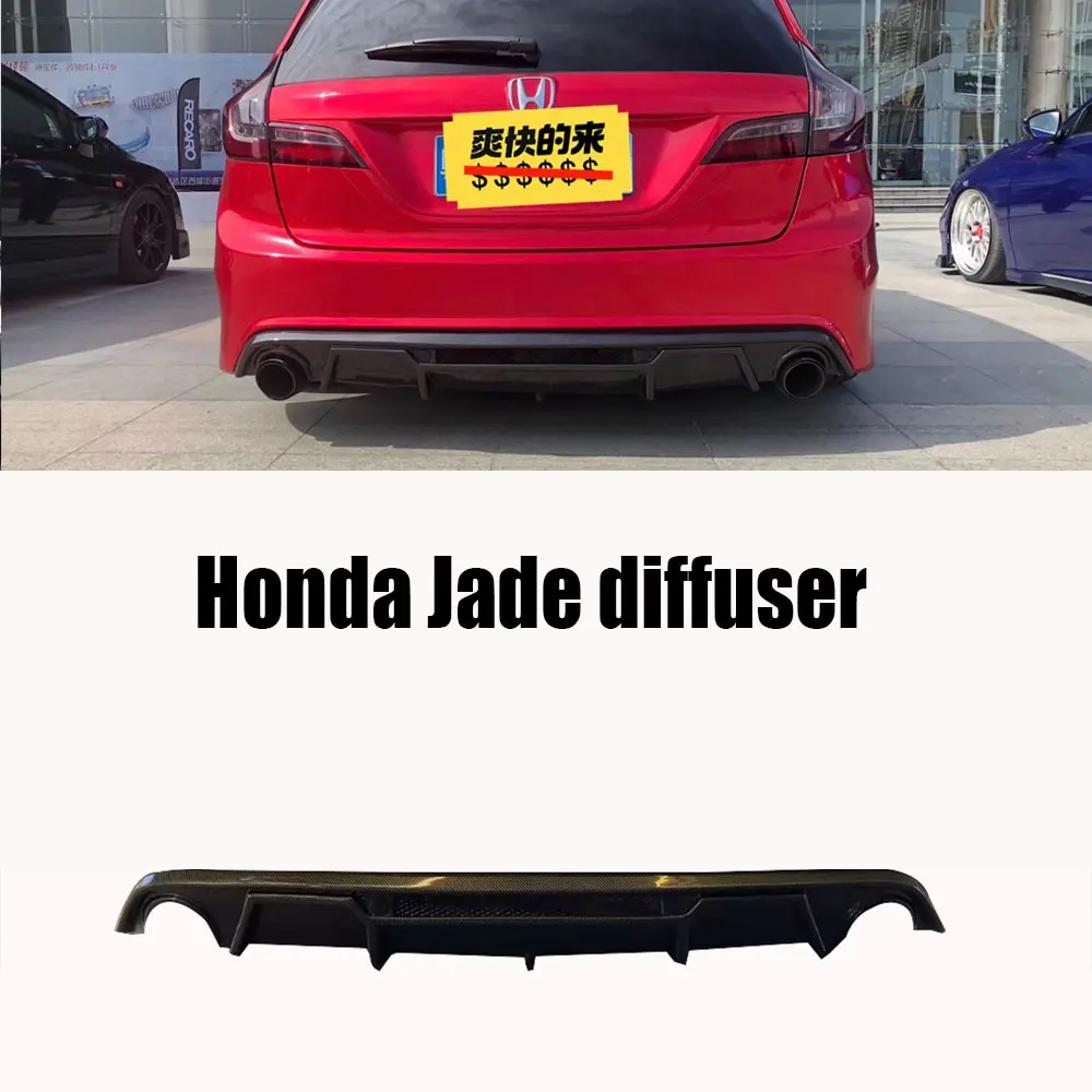 Фото Передняя губа, задняя, боковая юбка для Honda, Нефритовый Комплект кузова, ABS материал, диффузор, бампер, автомобильные аксессуары, детали, черный, углеродный №5