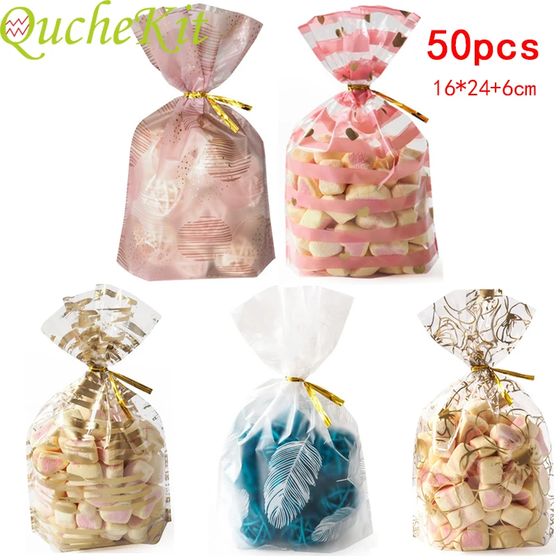 

50 шт., пластиковые пакеты для печенья и конфет