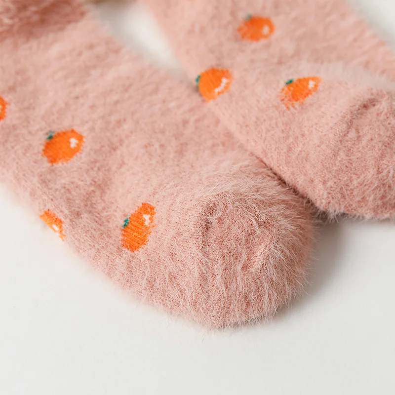 Cute Cartoon Winter Kawai Fluffy Socks for Women Warm Thick Sleep Socks White Strawberry Green Girls Socks Thermal Fuzzy Socks
