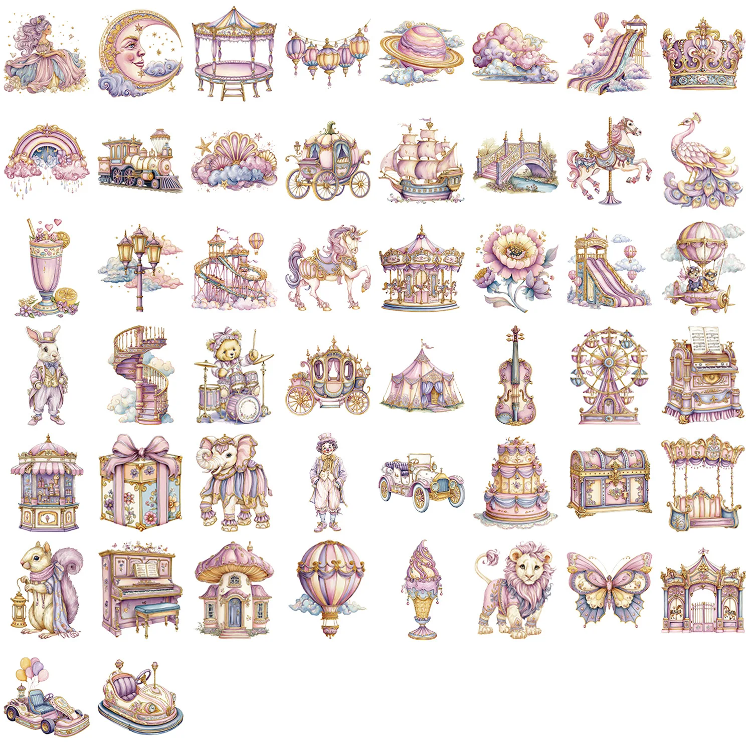 

Набор прозрачных водонепроницаемых стикеров с героями мультфильмов