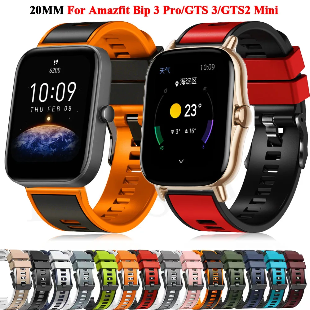 

Ремешок силиконовый для смарт-часов Xiaomi Amazfit Bip 3 Pro GTS 2 GTS 3, сменный Браслет для наручных часов, 20 мм