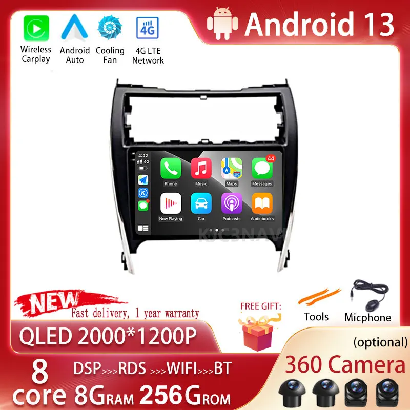 

Автомобильный радиоприемник Android 13 для Toyota Camry 7 XV 50 55 2012 2013 2014 - 2017 мультимедийный видеоплеер WIFI навигация GPS DVD NO 2Din