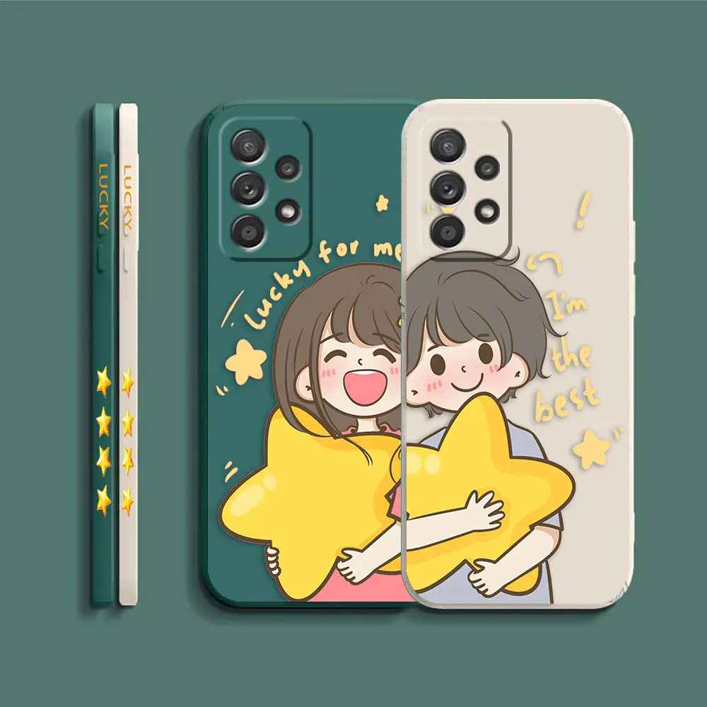 Case For Samsung Galaxy A91 A73 A72 A71 A53 A52 A51 A42 A33 A32 A22 A715F A22S 4G 5G Case Stars Cartoon Couple Boys And Girls