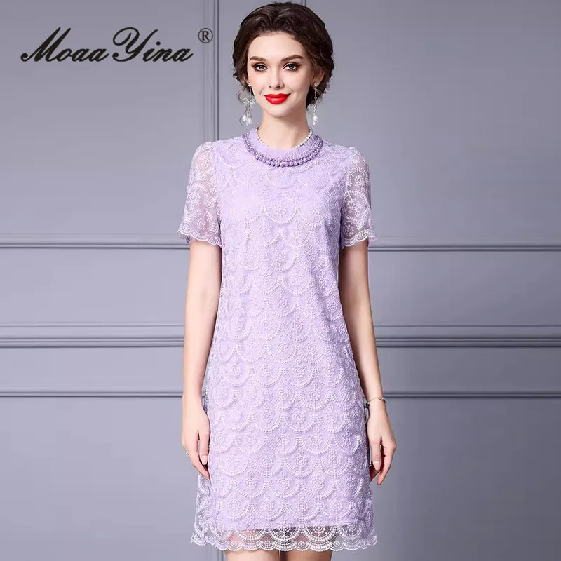 MoaaYina модное дизайнерское летнее женское уличное платье с коротким рукавом