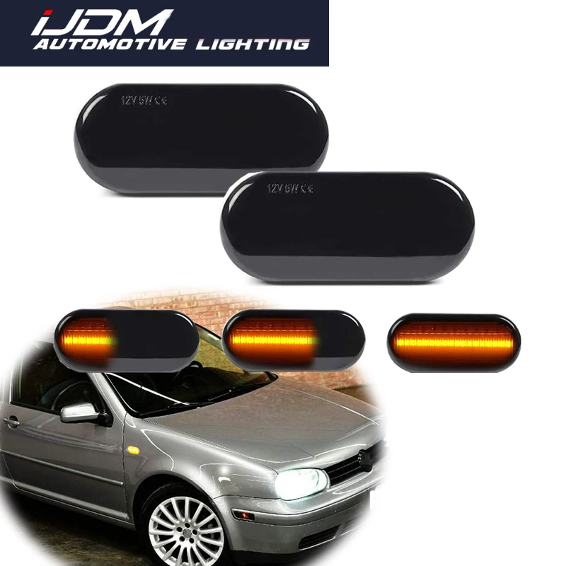 

2PCS Dynamic Flowing LED Side Marker Turn Signal Light For VW Transporter T5 Polo Golf 3 4 Passat B5 Sharan Lupo Bora Multivan
