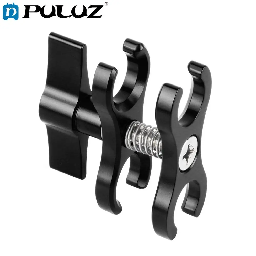 

PULUZ Dual Ball Clamp Diving Camera Bracket Aluminum Spring Flashlight Clamp for Diving Underwater Photography System