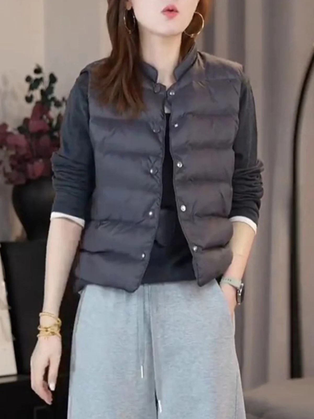 Куртка на хлопковой подкладке женский жилет новинка 2024 зимний свободный с