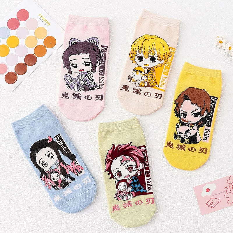 

Anime Demon Slayer Kimetsu No Yaiba Short Socks Cartoon Kamado Tanjirou Cotton Socks Spring Summer Boat Sock