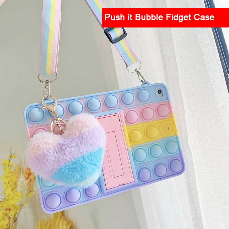 

Push it Bubble Stress-Relieve Fidget Silicone Case Cover for iPad Mini 5 6 Air 1 2 3 4 10.5 10.9 10.2 2019 2020 Pro 11 2021