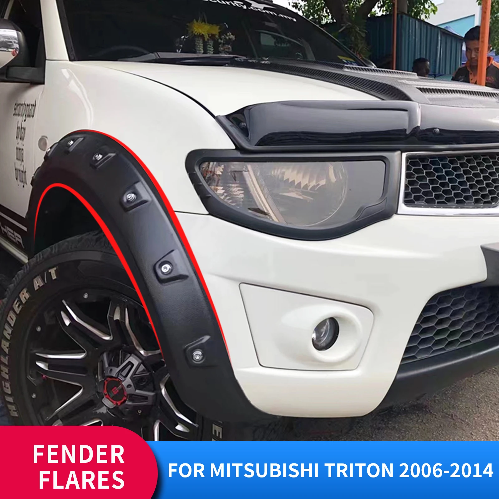 

ABS Plastic Fenders with Rivet Paint Matte Black Fender Flares for Mitsubishi Triton 2006-2014 4pcs/set