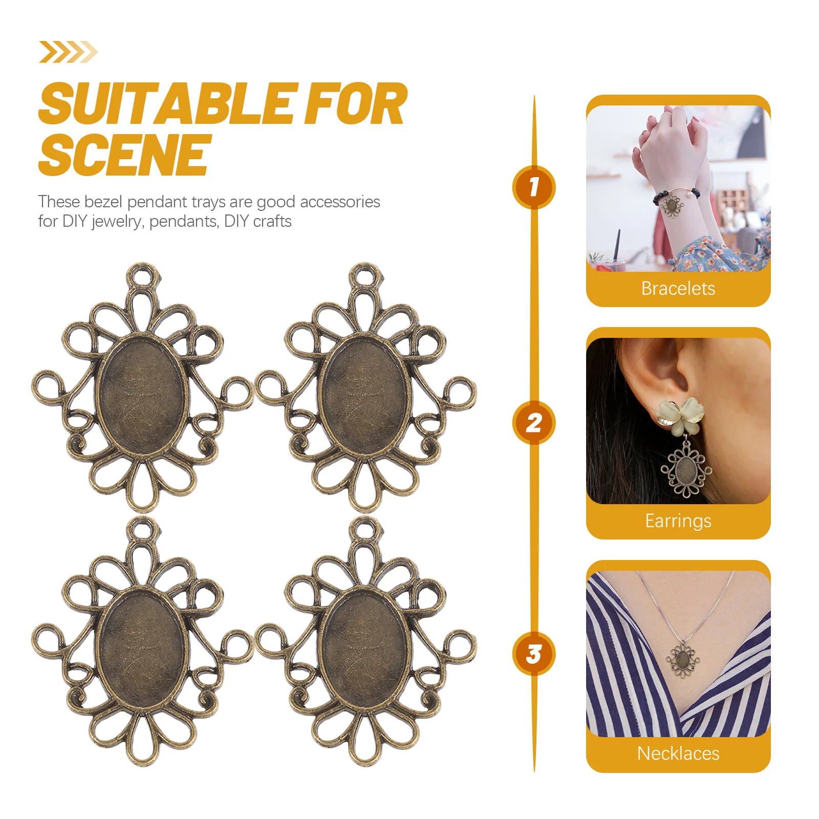 50 Pcs Jewelry Tray Bezels Pendant Oval Trays Alloy Charm Pendants Making DIY Base