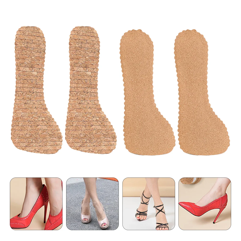 

2 Pairs Floor Mat Anti Shoe Inserts Absorption Insoles Womens High Heel Shoes Half Size Pad Heels Cork Cloth Self Adhesive Miss