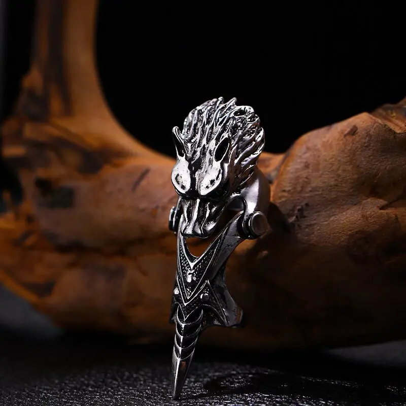 

Exaggerated Trendy Snake Skull Wolf Ring For Woman And Man Cobra Skeleton Head Steampunk Luxury Gothique Punk Jewelry Gift