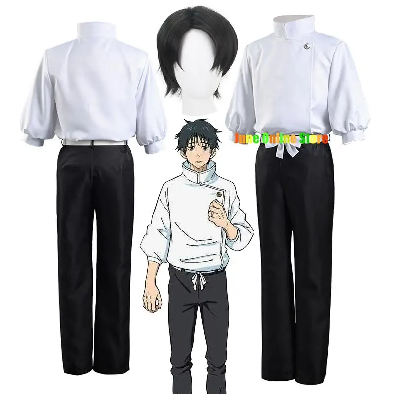 

Костюм для косплея Okkotsu Yuta, парик, униформа для косплея юютцу кайсена для женщин и мужчин, для Хэллоуина, стандартный карнавальный наряд, черные короткие волосы