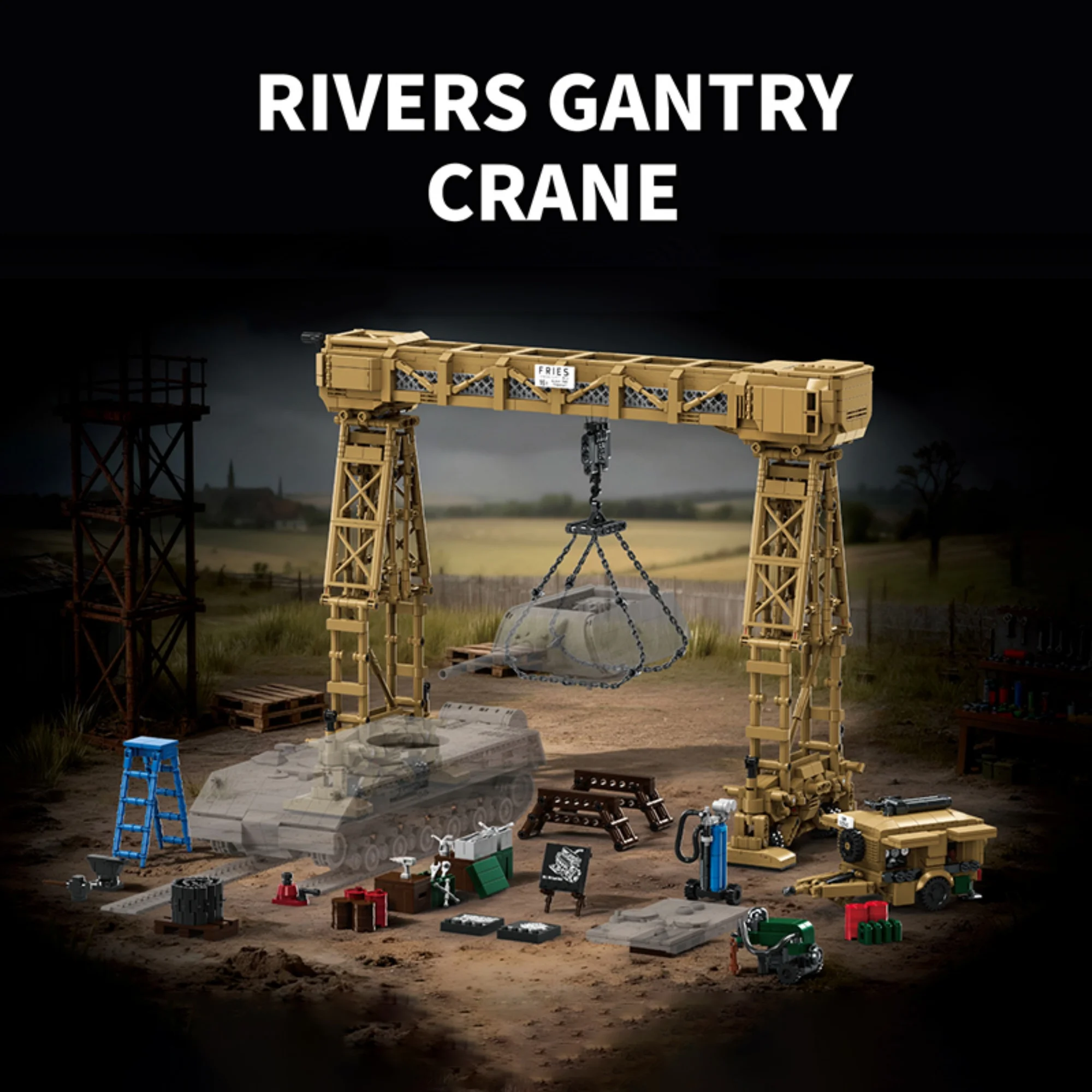 Фото Конструктор Rivers Gantry Crane (2803 детали), 97037, Классический военный тяжелый мобильный подъемный кран, игрушки-конструкторы для взрослых, подарки №1