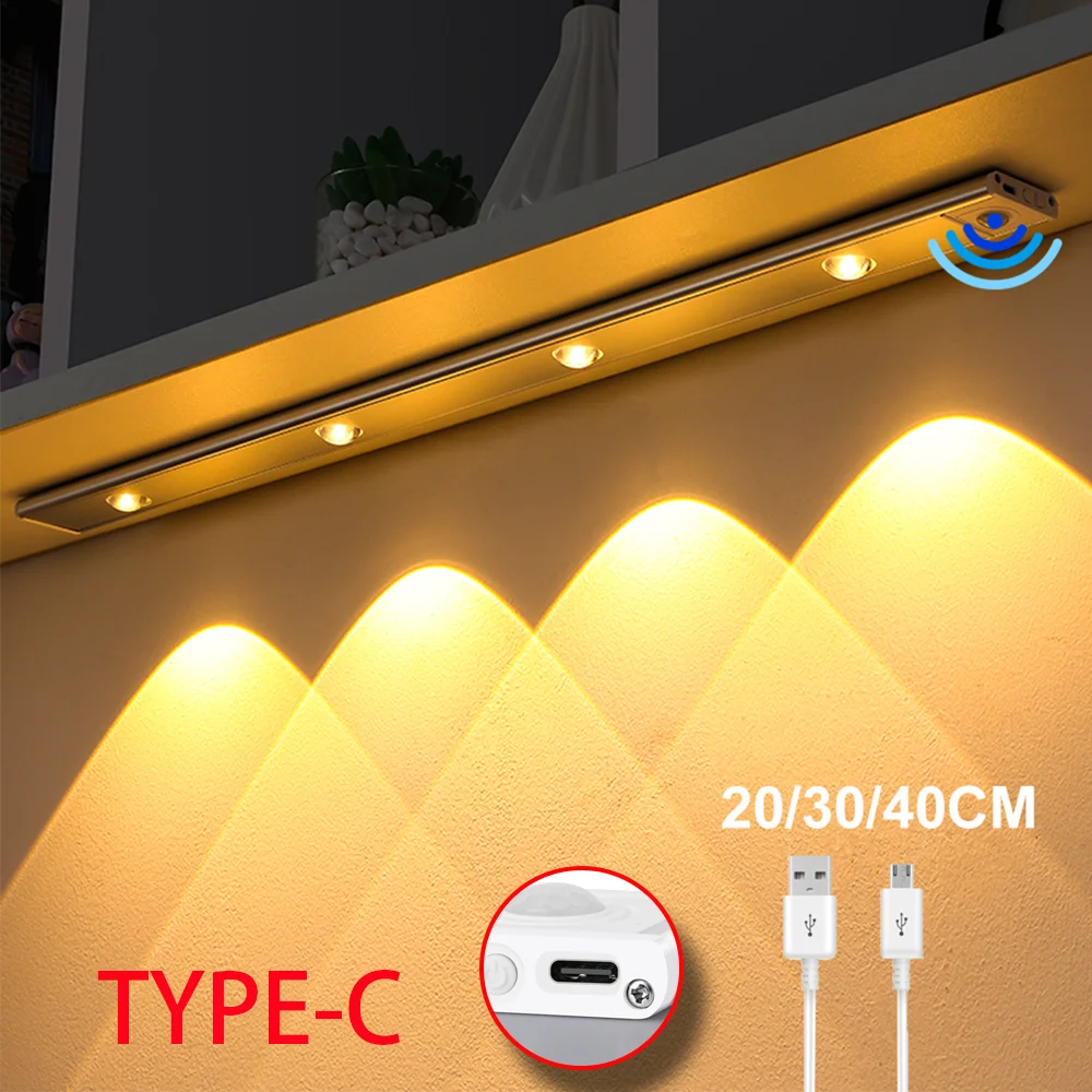 Алюминиевый датчик движения, USB, беспроводная подсветка для кухни ...