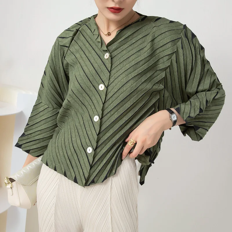 

Женская Повседневная короткая куртка миаке, плиссированная свободная универсальная однобортная верхняя одежда, осень 2022